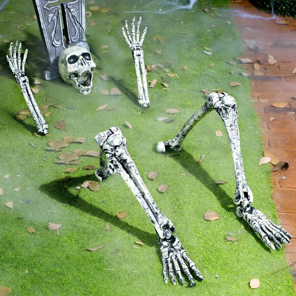 Halloween Skeleton Yard Stakes 5 Pack Life Size Groundbreaker Skulls Décor - Picture 7 of 8